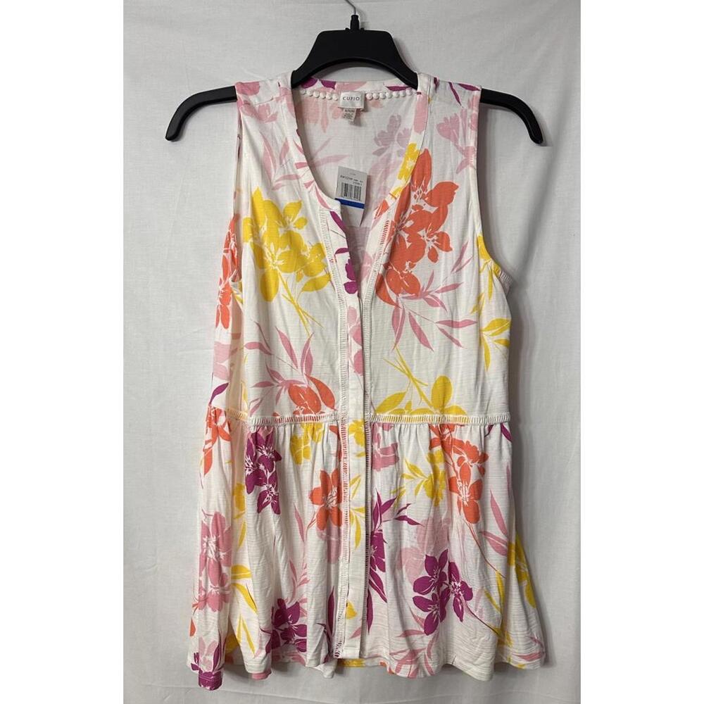 NWT Cupio Womens Floral Stretch Sleeveless Tank Top Blouse Shirt‎ Size XL
